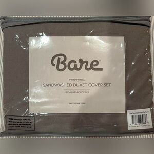 Bare Sandwashed Duvet Cover Set - Gray